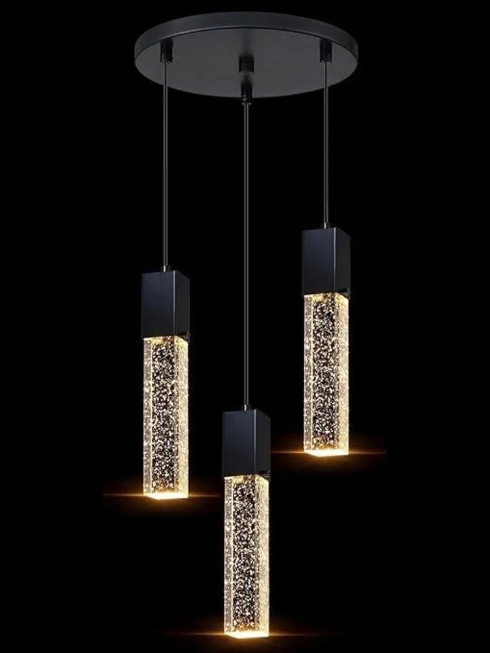 Crystal Pendant Ceiling Light Fixture – Black Modern Hanging Lamp – Brand New